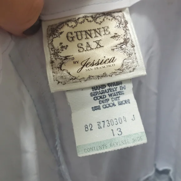 Rare Gunne Sax Size 13 Light Blue Dress with Lace Accents - Picture 2 of 7